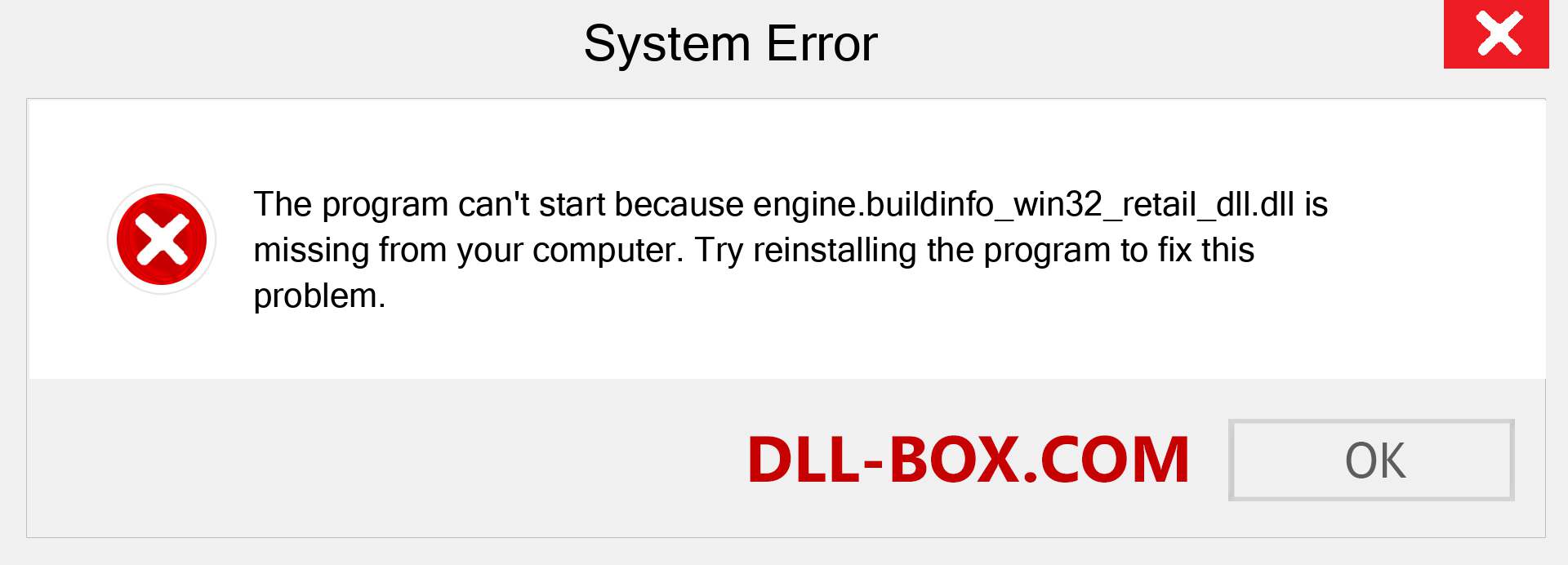  engine.buildinfo_win32_retail_dll.dll file is missing?. Download for Windows 7, 8, 10 - Fix  engine.buildinfo_win32_retail_dll dll Missing Error on Windows, photos, images